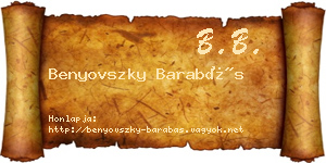 Benyovszky Barabás névjegykártya